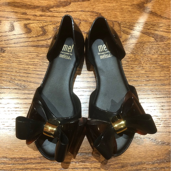 Mini Melissa Bow Open Toe Flats Size 11 - Picture 2 of 10